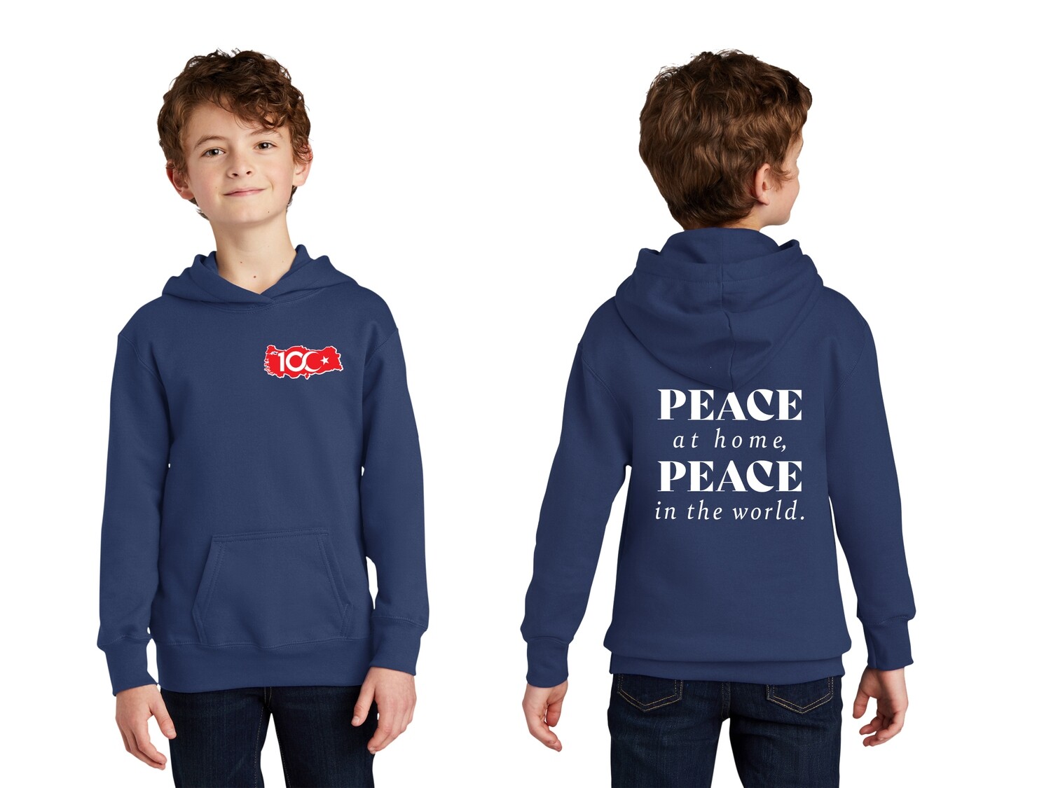 Youth Fan Favorite Fleece Pullover Hooded Sweatshirt-Navy/Red/Royal/Ath Heather/Black