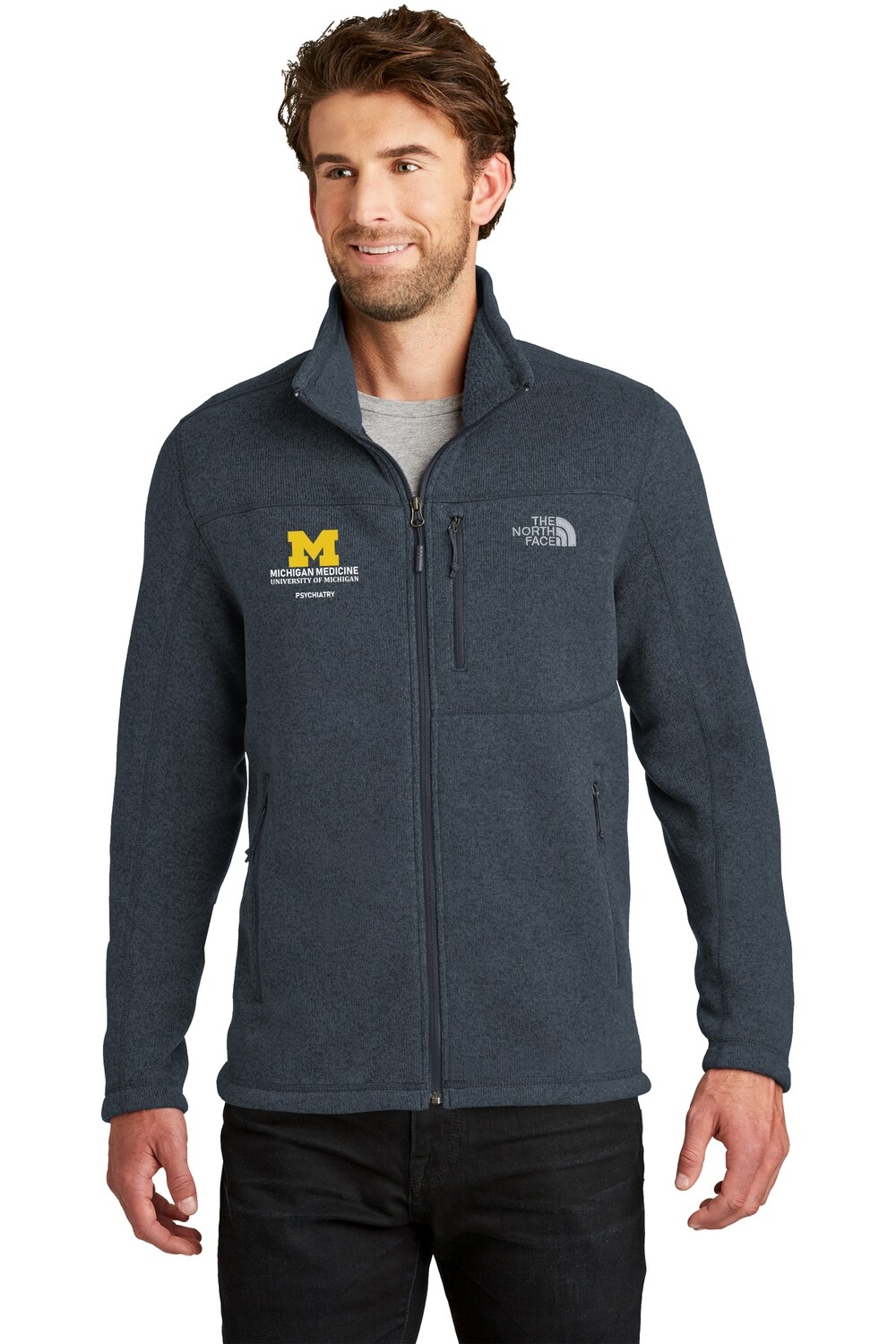 North Face Unisex Sweater Fleece Jacket- Navy/Black/Grey