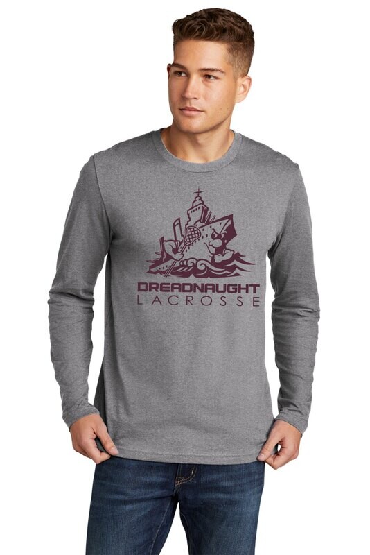 Retro Dreds Logo- Next Level Apparel Cotton Long Sleeve Tee-Heather Grey