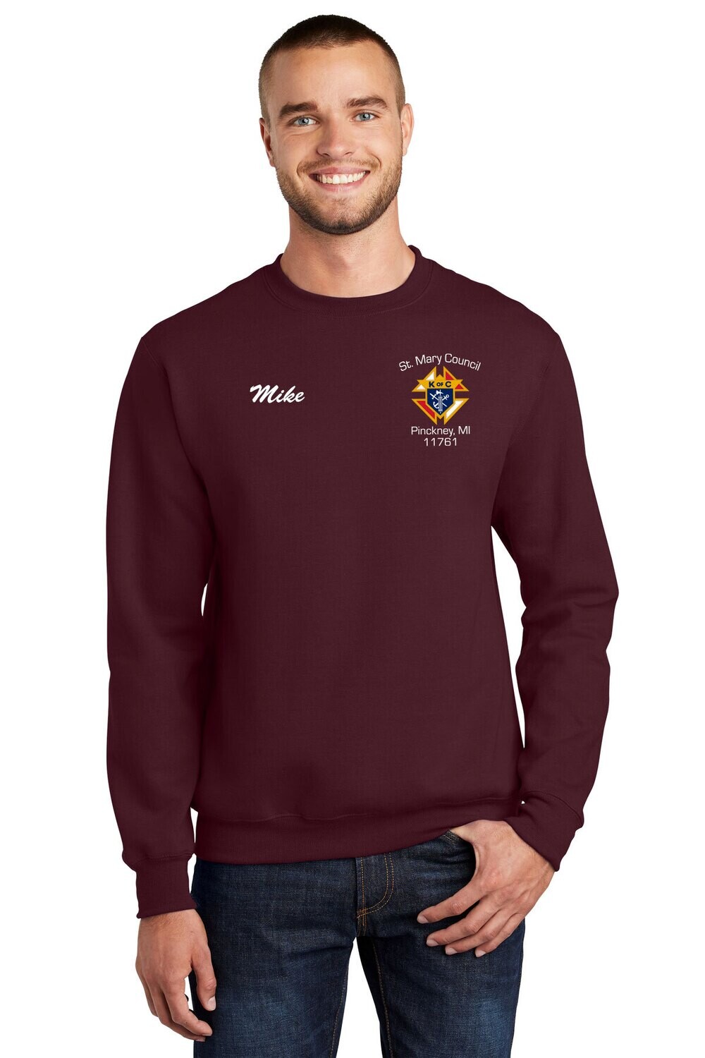 Cotton Pullover Crewneck Sweatshirt- Maroon