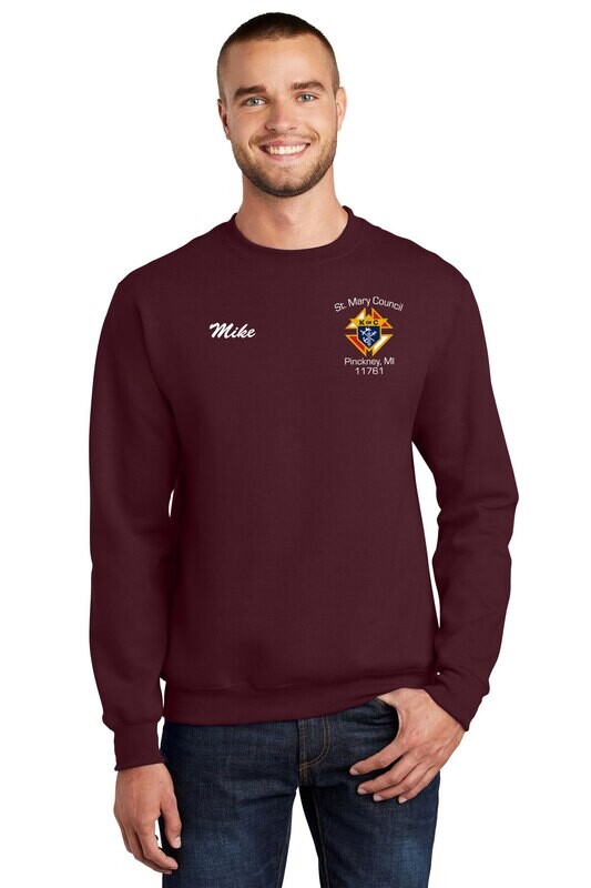 Cotton Pullover Crewneck Sweatshirt- Maroon