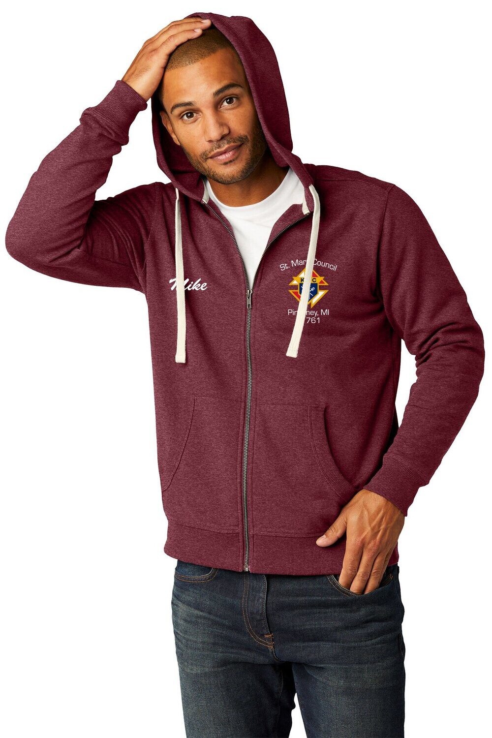 Unisex Full-zip Hooded Sweatshirt- Marron Heather Unisex Full-zip Hooded Sweatshirt- Marron Heather