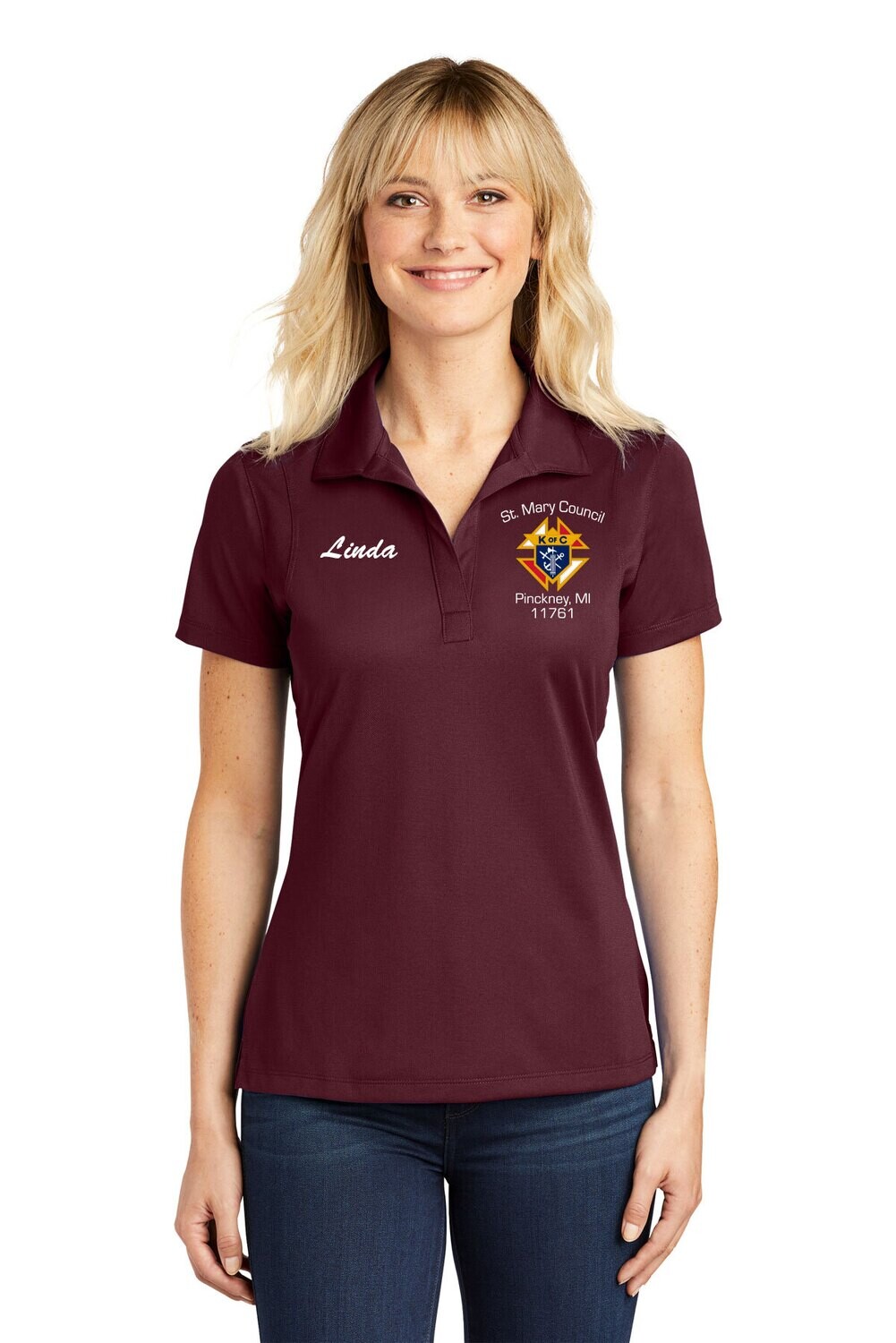 Ladies Micropique Sport-Wick Polo- Maroon Ladies Micropique Sport-Wick Polo- Maroon