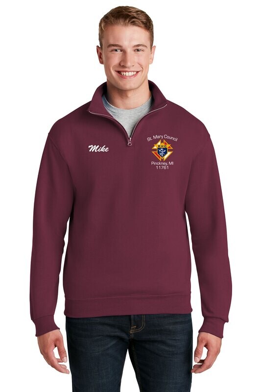 Unisex 1/4-Zip Cadet Collar Sweatshirt- Maroon