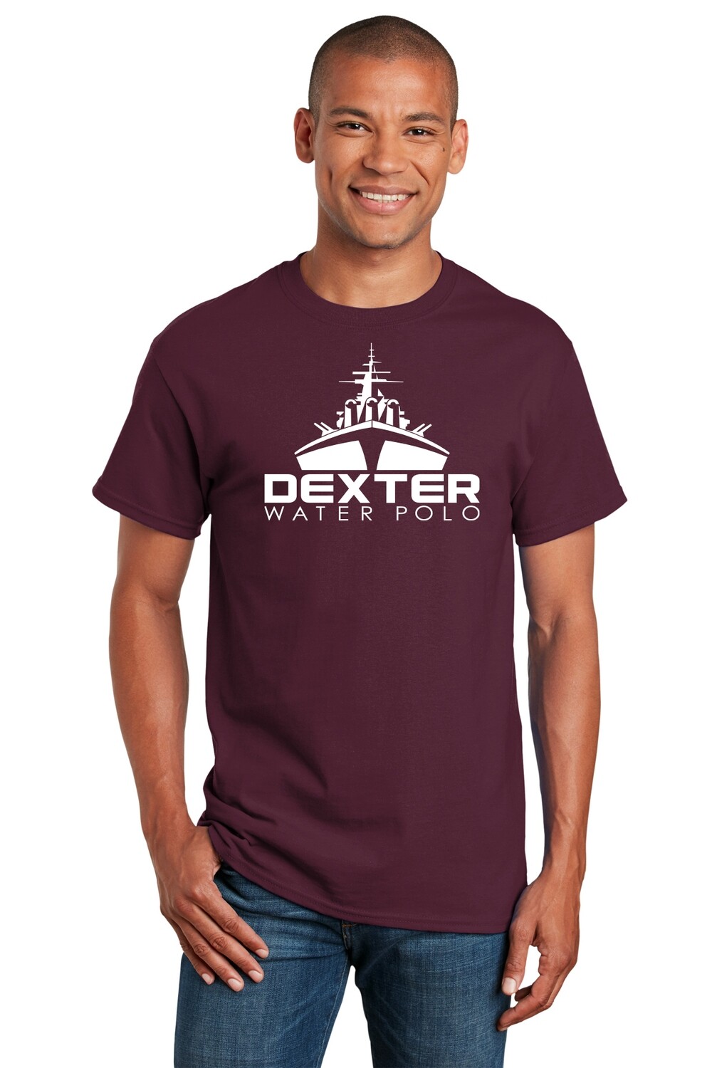 Unisex Short Sleeve Cotton Tee - Maroon/Black