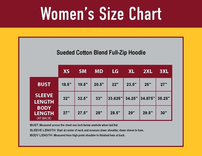 Ladies Sueded Cotton Blend Full-Zip Hoodie-Black