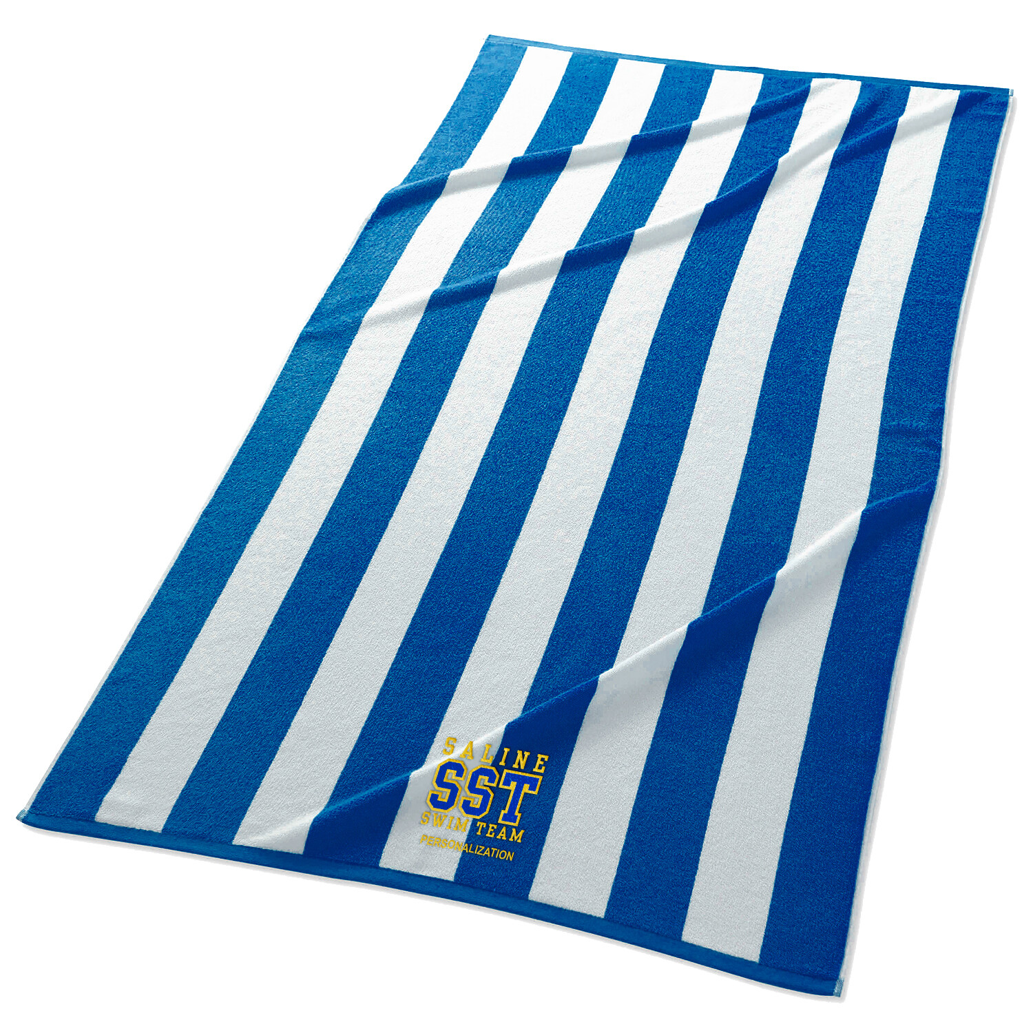 Cabana Stripe Beach Towel - Royal, Black, Sunflower Yellow