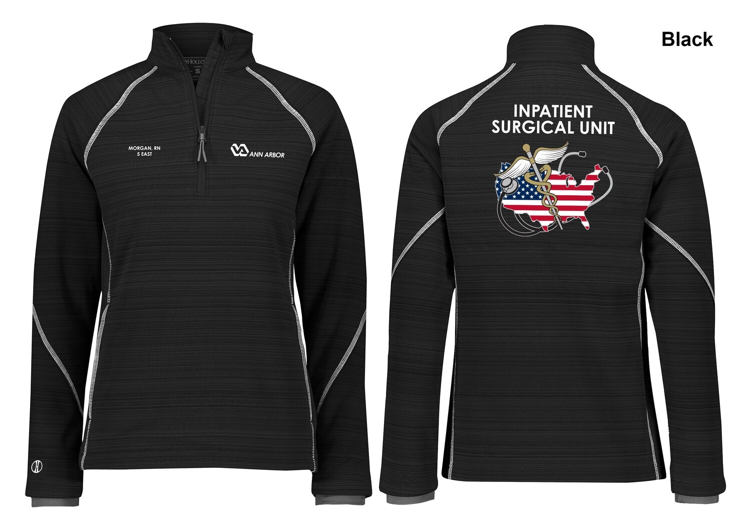 Women's Deviate 1/4 Pullover (Flag logo) - Black/Red/Dk Grey/Royal/Navy