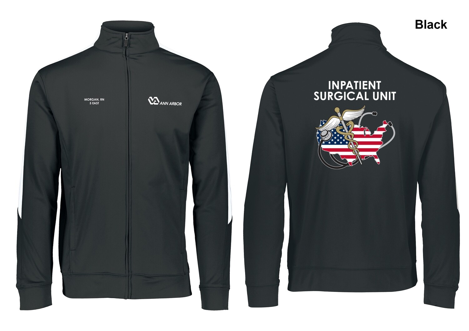 Unisex Medalist Jacket (Flag logo)- Black/Dk Grey/Royal/Navy