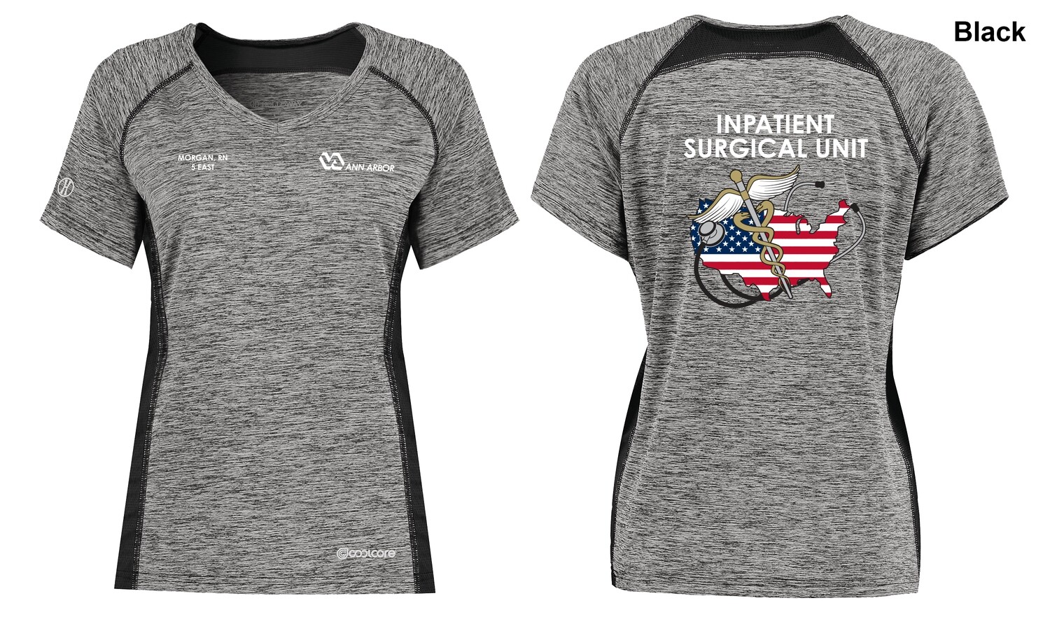Women's Electrify Coolcore Tee (Flag logo)  - Black/Red/Grey/Royal/Navy/White