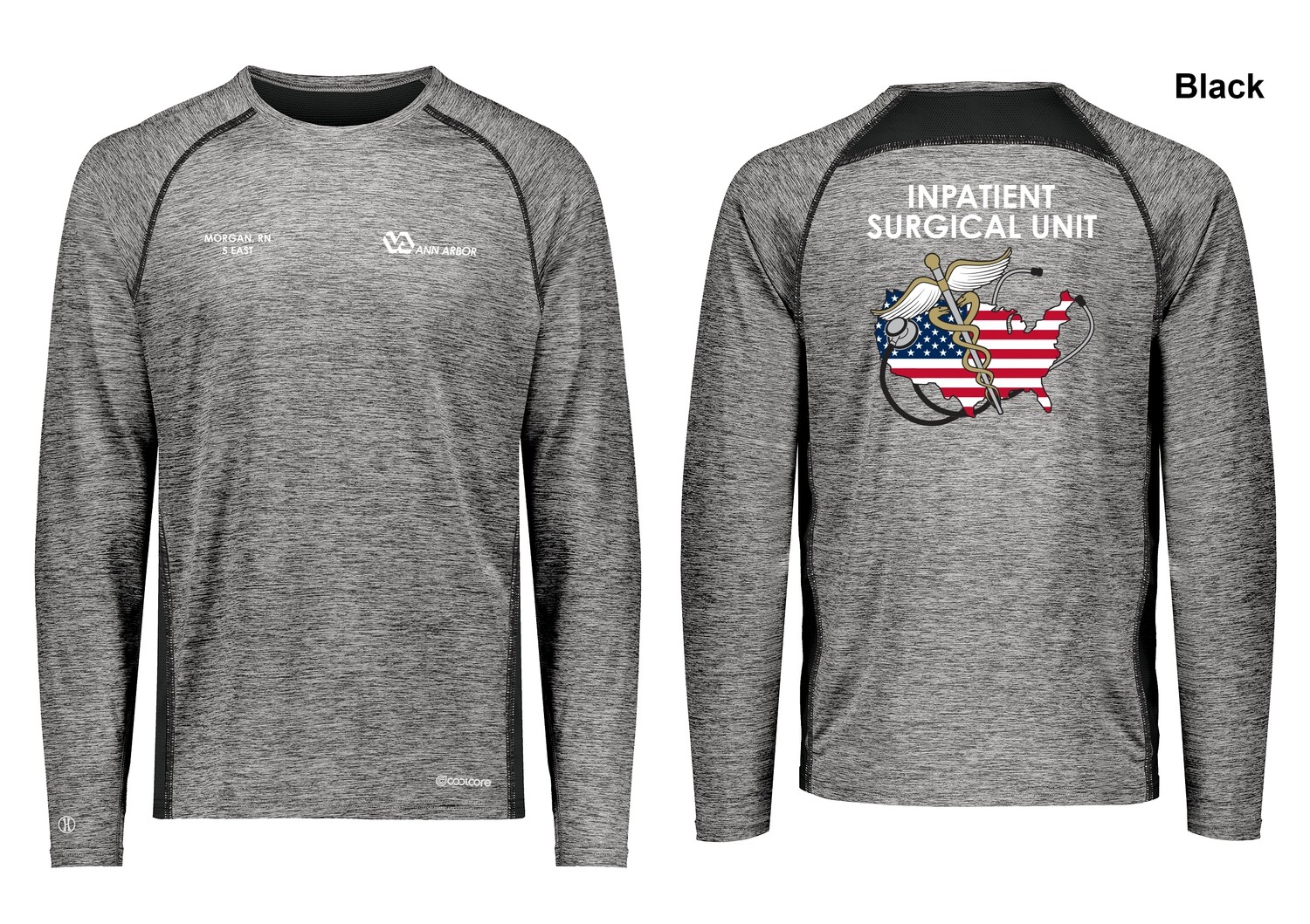 Unisex Electrify Coolcore Long Sleeve Tee (Flag logo)  - Black/Red/Grey/Royal/White/Navy