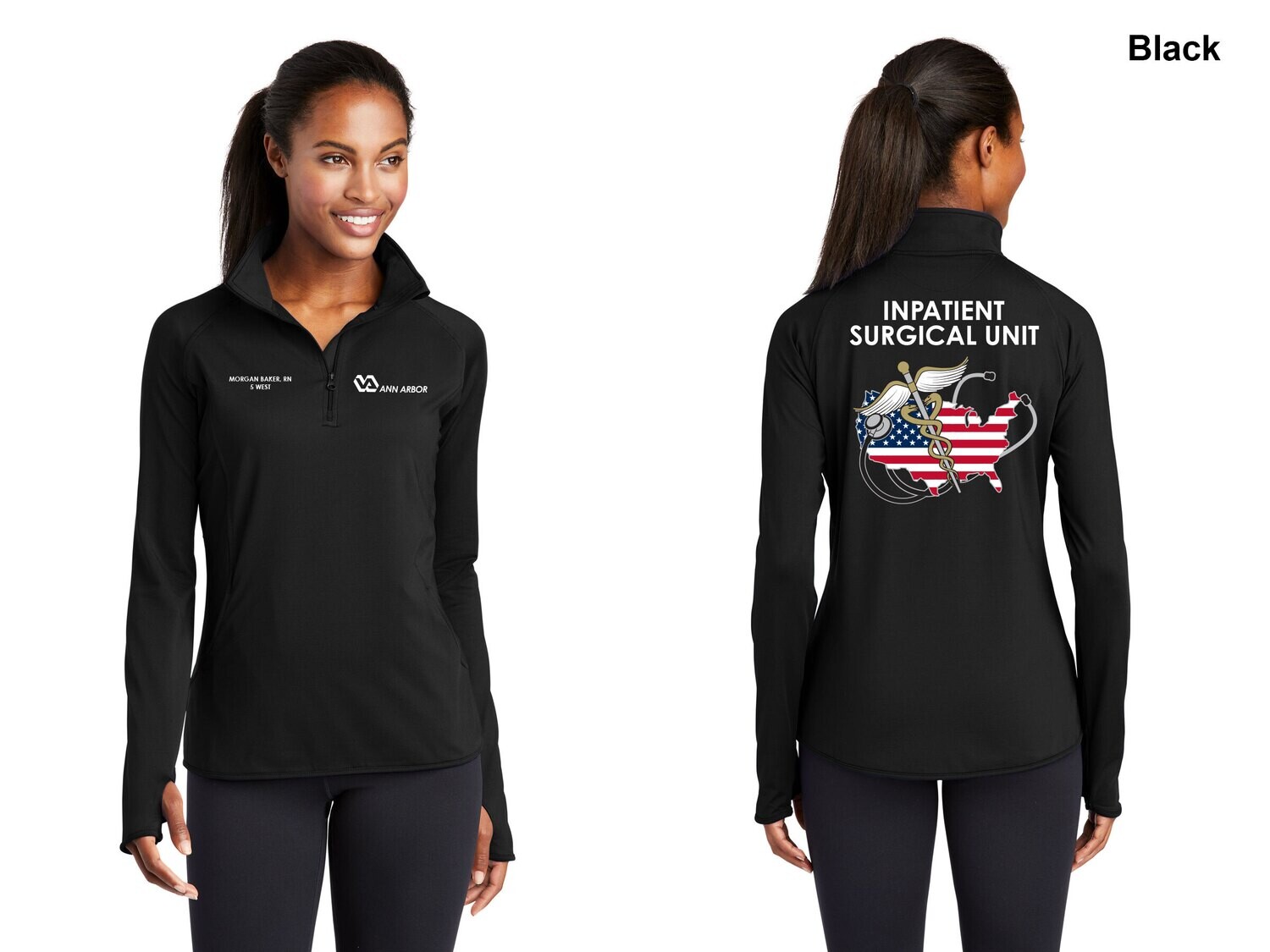 Ladies Performance 1/4 Zip Pullover (Color Flag Logo) - Black/Red/Dk Grey/Royal/Dk Green/White