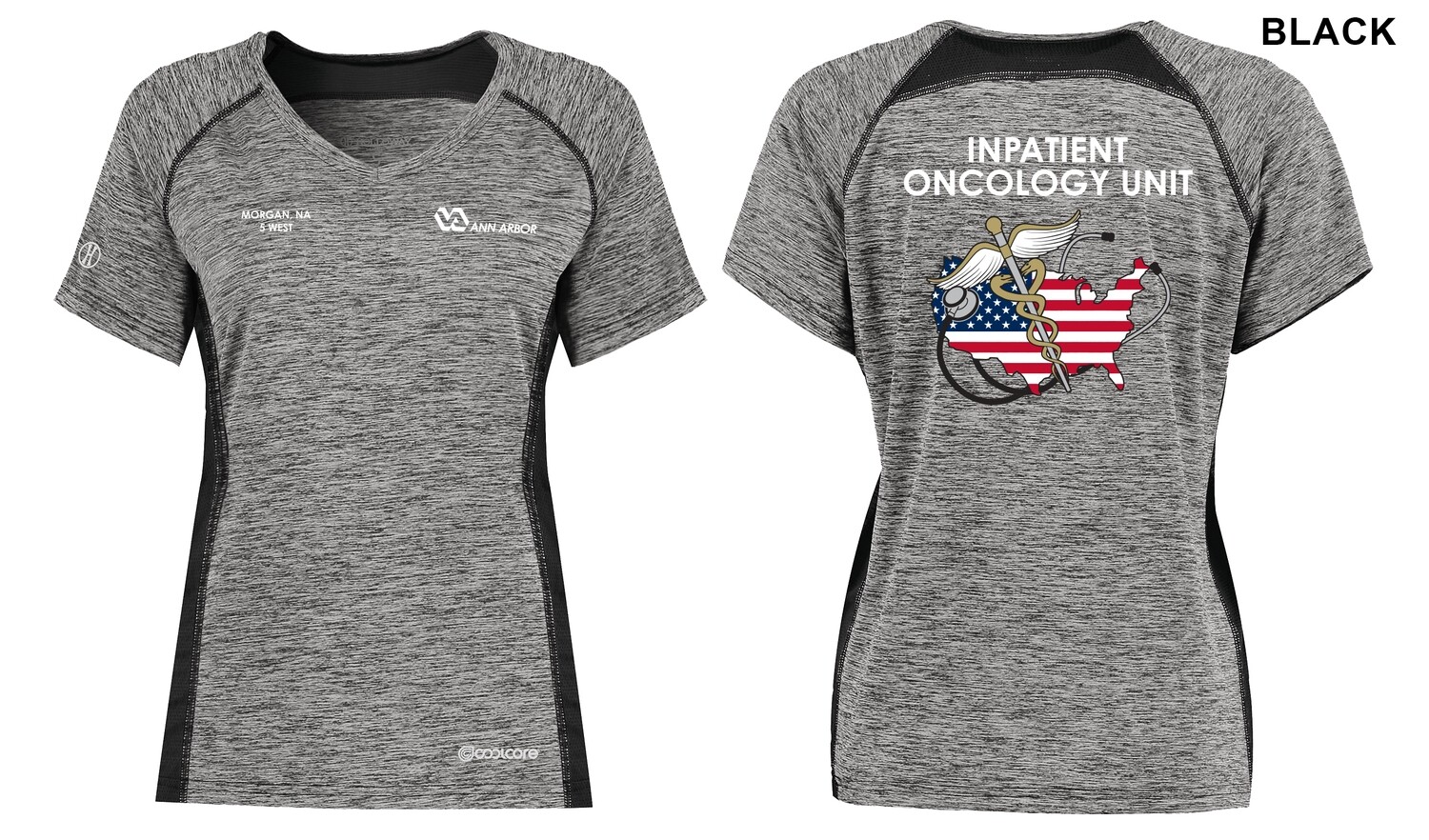 Women's Electrify Coolcore Tee (Color Flag Logo) - Black/Red/Grey/Royal/Navy/White