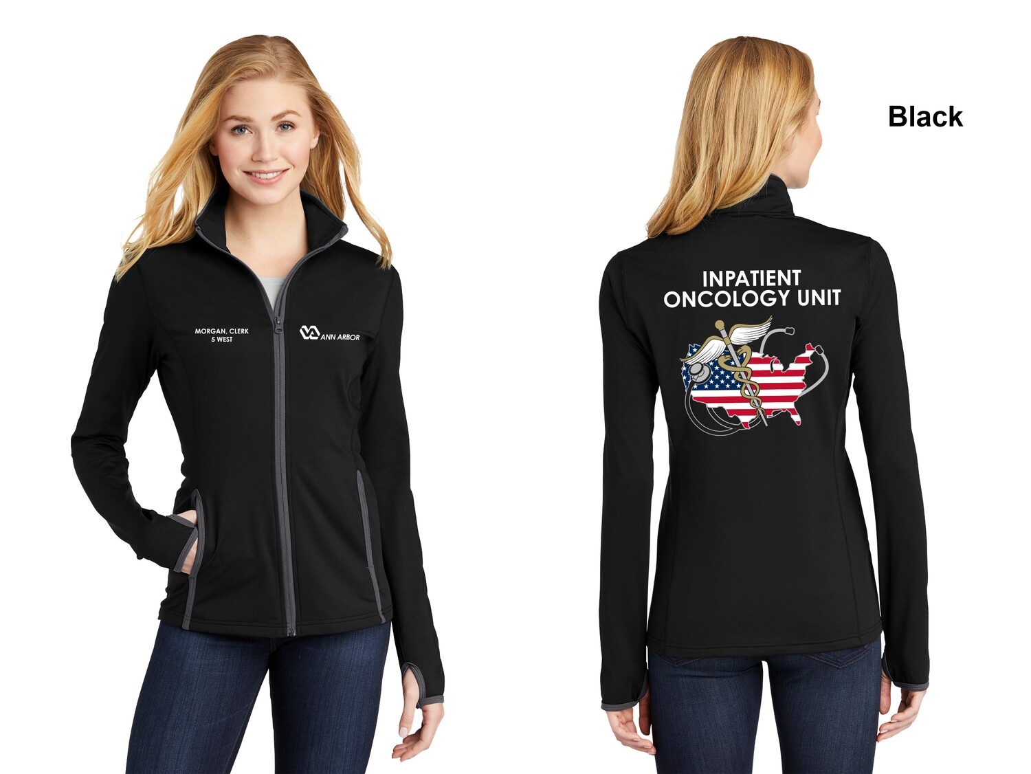 Women's Performance Contrast Full-Zip Jacket (Color Flag Logo) - Black/Red/Dk Grey/Royal/Navy Women's Performance Contrast Full-Zip Jacket (Color Flag Logo) - Black/Red/Dk Grey/Royal/Navy