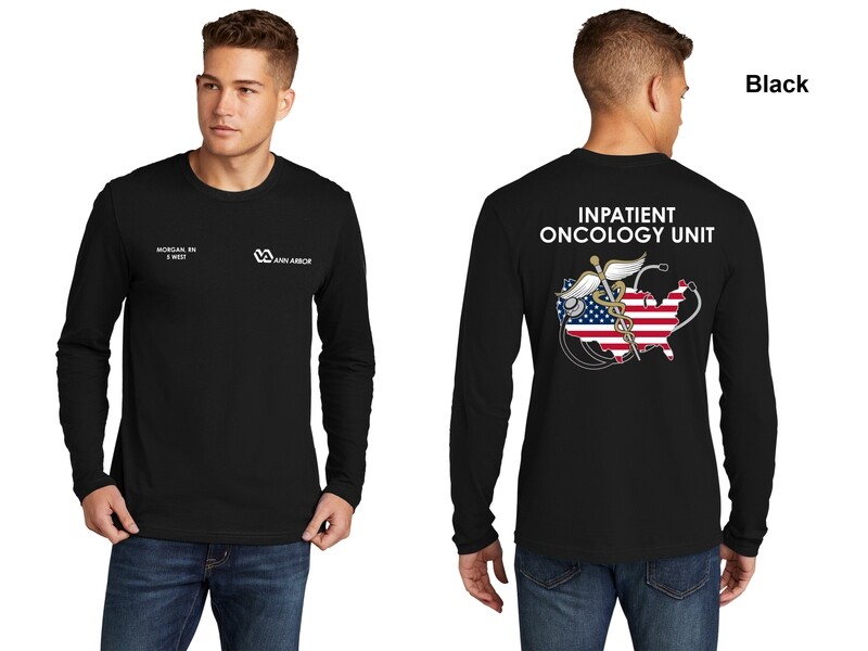 Unisex Premium Cotton Long Sleeve Tee (Color Flag Logo) - Black/Red/Dk Grey/Royal/White/Navy