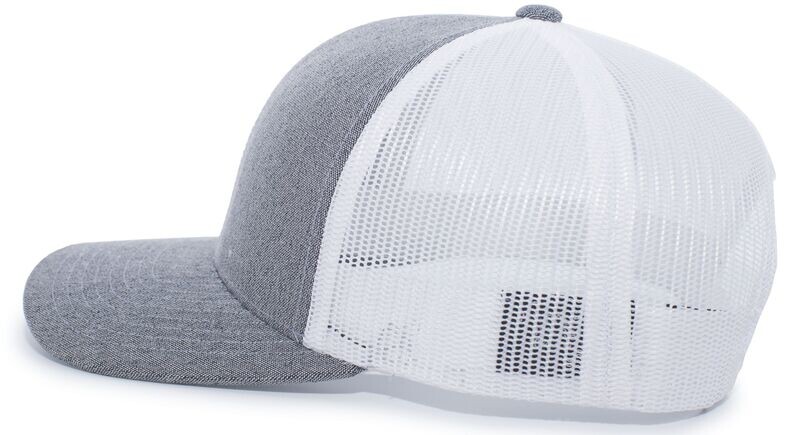 Heather Trucker Snapback Cap Grey Heather and White