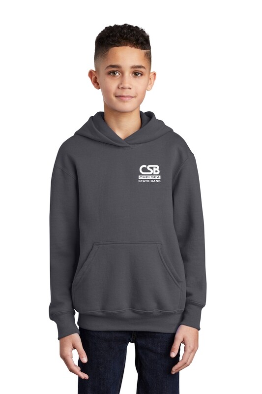 Youth Core Fleece Pullover Hooded Sweatshirt - Royal, Dark Grey, White