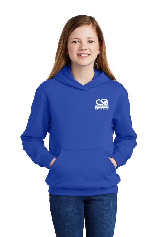 Youth Core Fleece Pullover Hooded Sweatshirt - Royal/Dk Grey/White