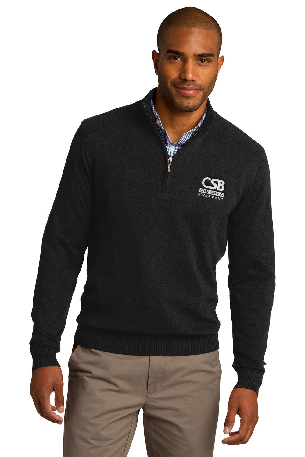 Port Authority 1/2-Zip Sweater - Black/Charcoal Heather
