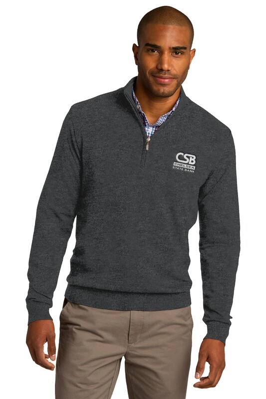 Port Authority 1/2-Zip Sweater - Black, Charcoal Heather