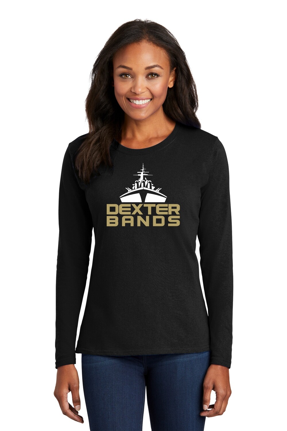 Ladies Long Sleeve Core Cotton Tee - Black/Maroon/Grey