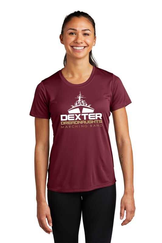 Ladies Short Sleeve Performance Tee- Black/Maroon/Grey