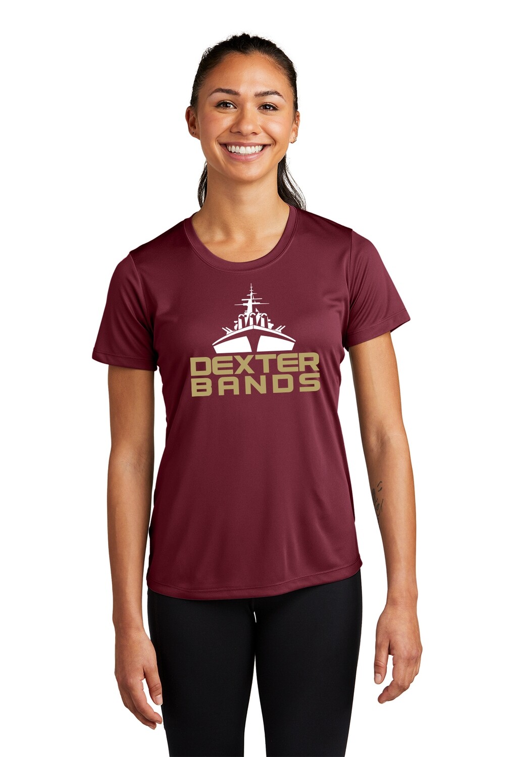 Ladies Short Sleeve Performance Tee- Black/Maroon/Grey