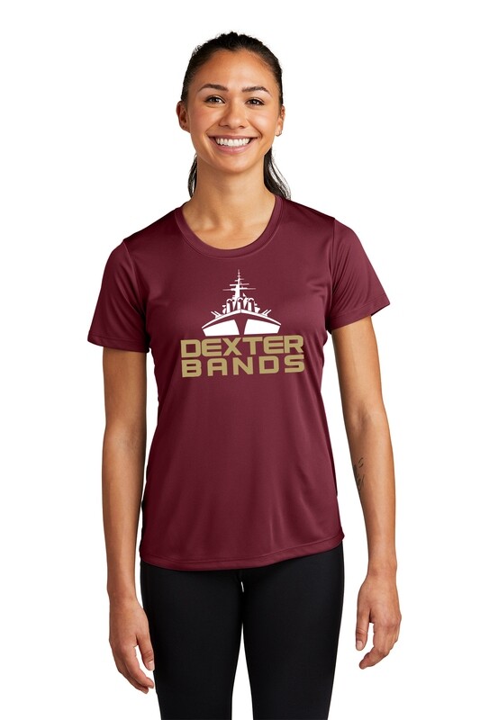 Ladies Short Sleeve Performance Tee- Black/Maroon/Grey