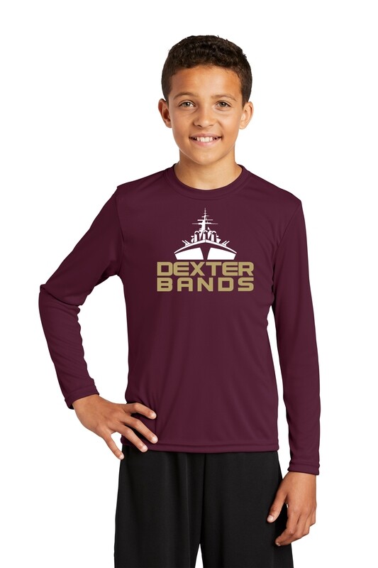 Youth Long Sleeve Performance Tee - Black/Maroon