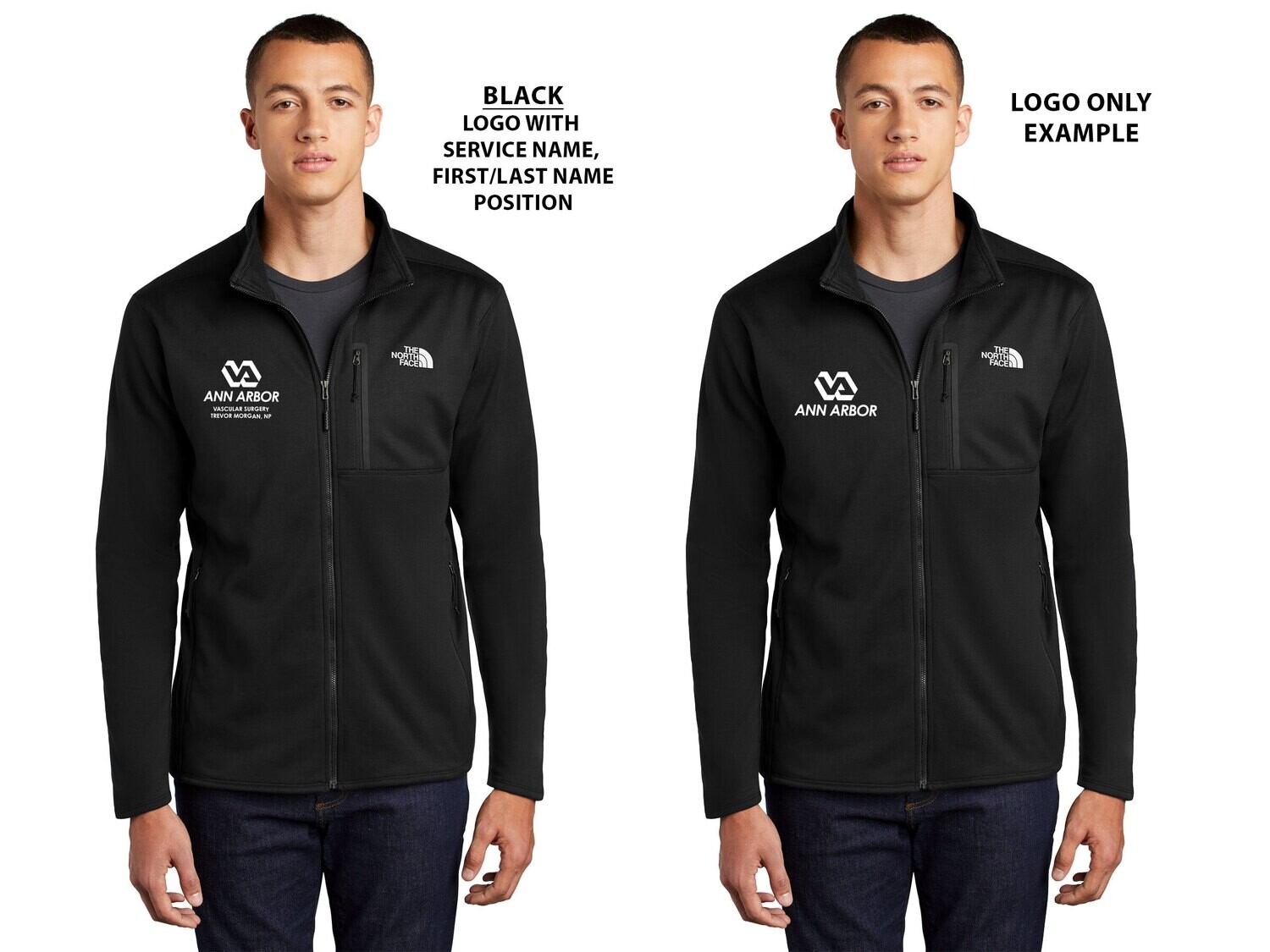 Unisex North Face Skyline Full-Zip Fleece Jacket - Black/Navy Heather/Dk Grey Heather