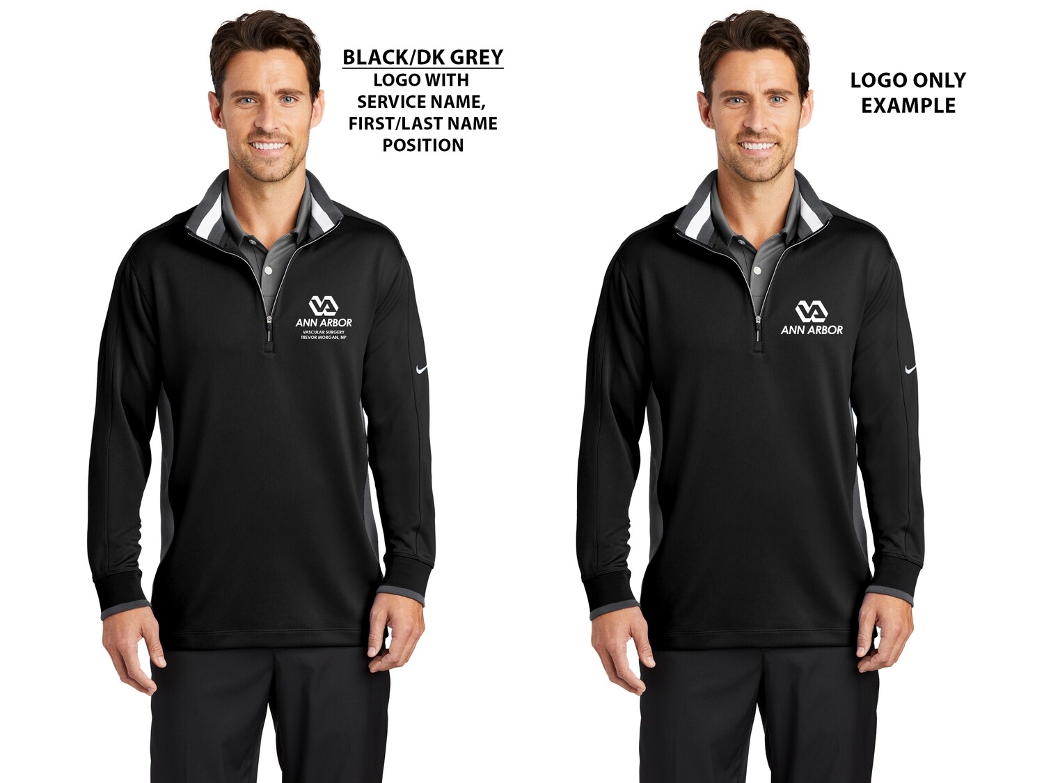 Unisex Nike Dri-Fit 1/2 Zip Cover-Up -Black-Dk Grey/Royal-Black/Navy/Anthracite Heather-Black/Athletic Grey-Dk Grey