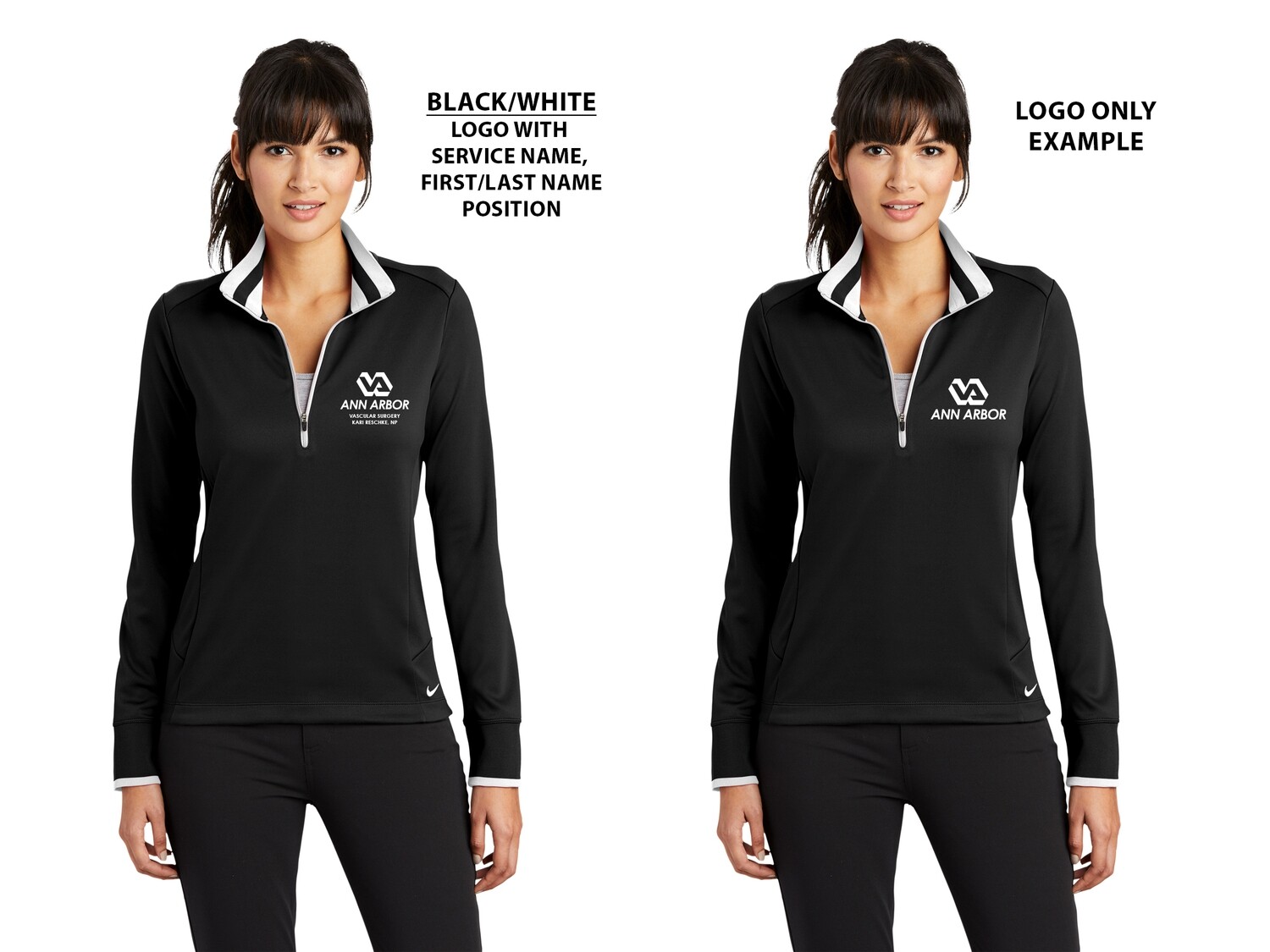Nike Ladies Dri-FIT 1/2-Zip Cover-Up -Black-White/White-Black/Anthracite Heather-Black/Athletic Grey-Dk Grey