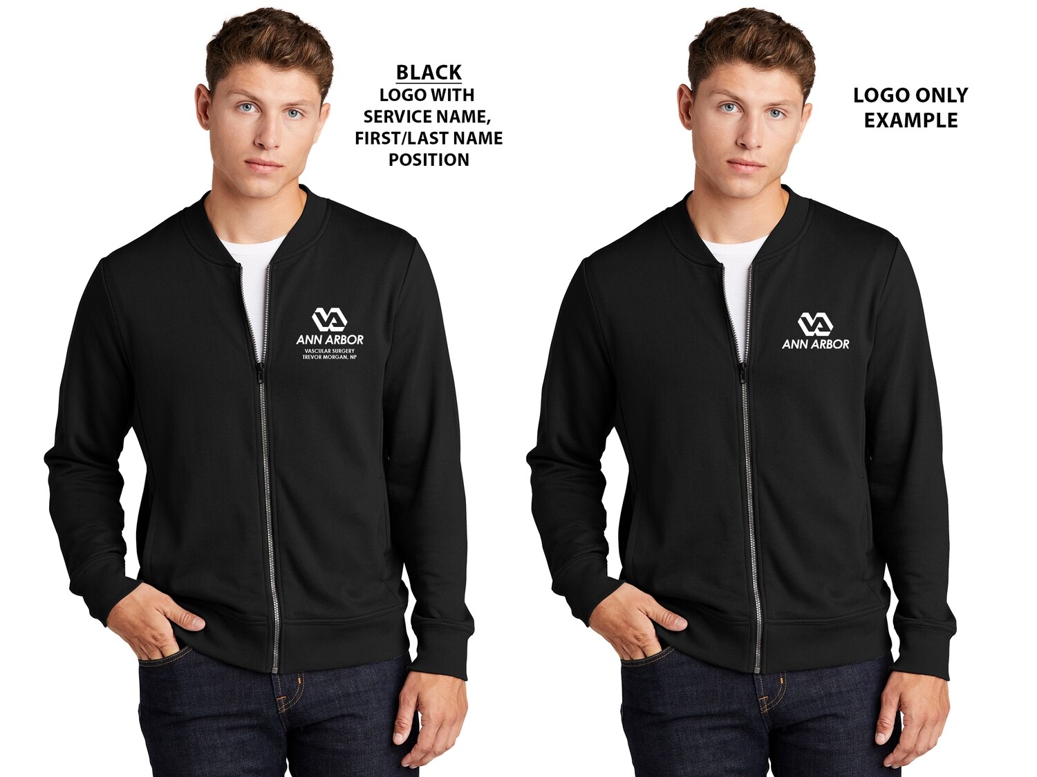 Unisex Lightweight French Terry Bomber - Black/Grey/Heather-Black