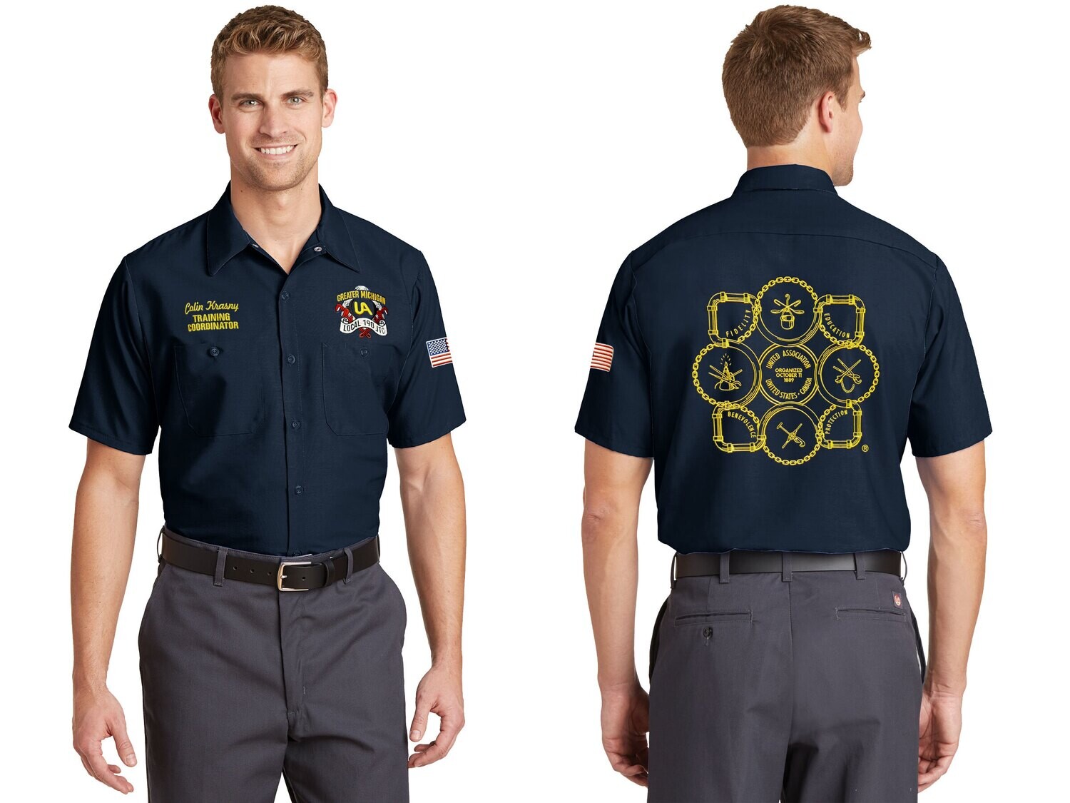 Red Kap Long Size, Short Sleeve Industrial Work Shirt - Navy