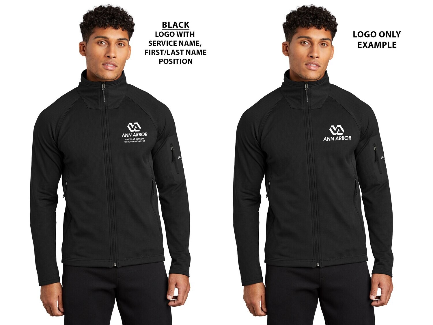 Unisex North Face Mountain Peaks Full-Zip Fleece Jacket - Black/Navy/Dk Grey