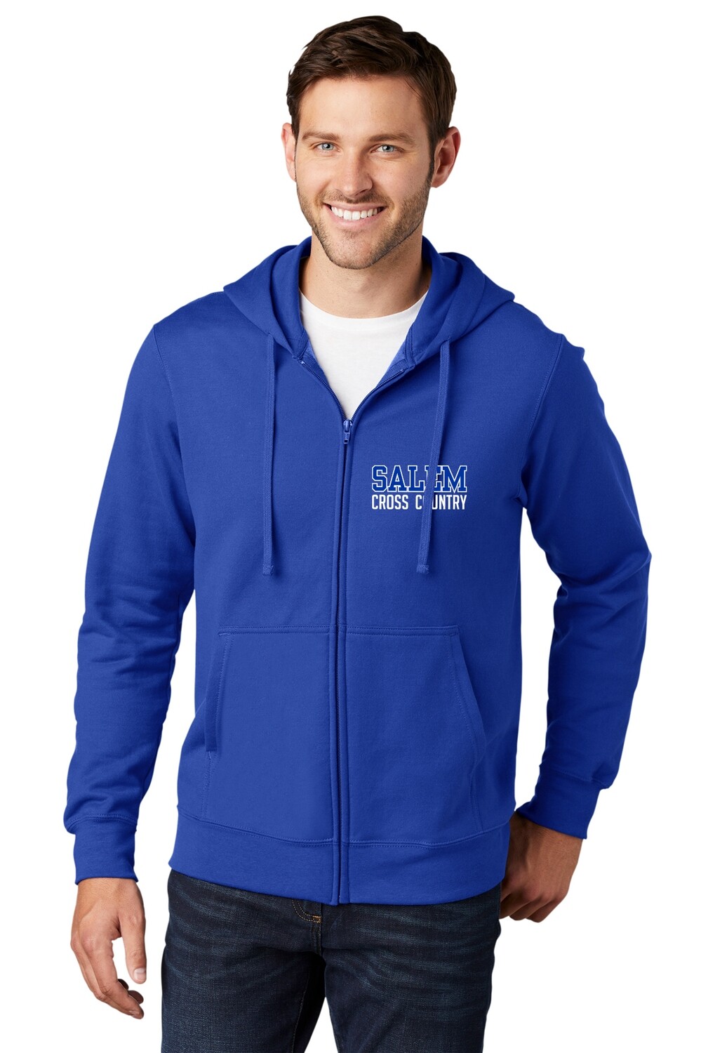 Unisex Fan Favorite Fleece Full-Zip Hooded Sweatshirt - Royal, White