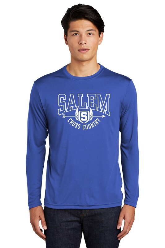 Unisex Long Sleeve Performance Tee (youth sizes available) - Royal, White