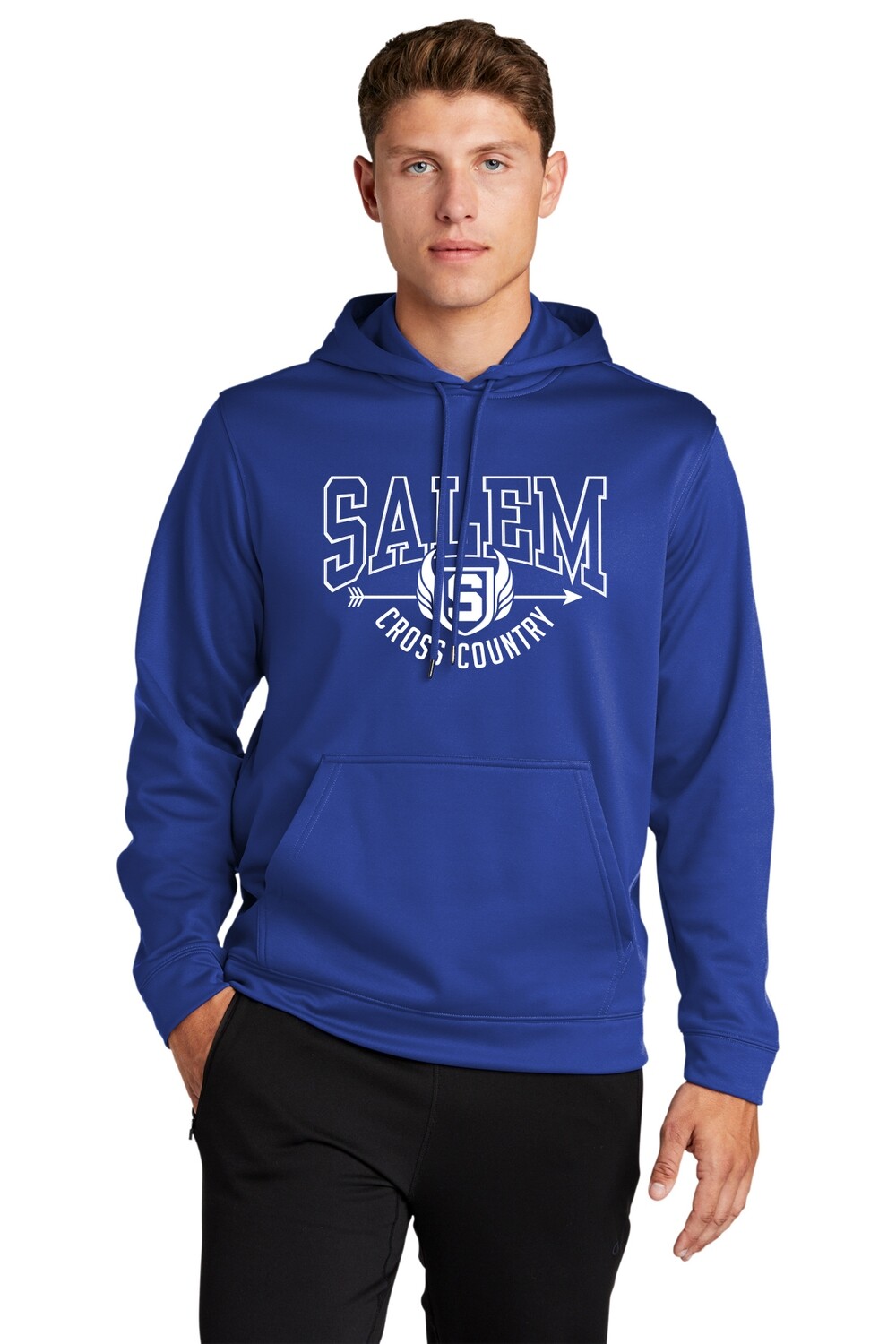 Adult Performance Pullover Hooded Sweatshirt -Royal, White