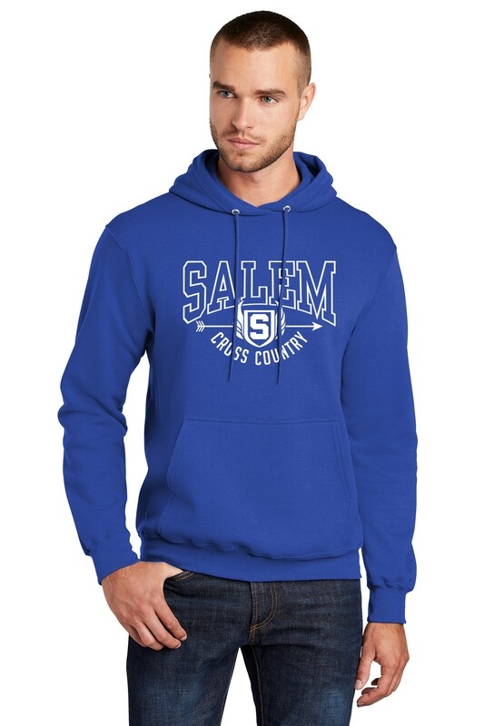 Unisex Fleece Pullover Hooded Sweatshirt - True Royal, Heather Royal, White