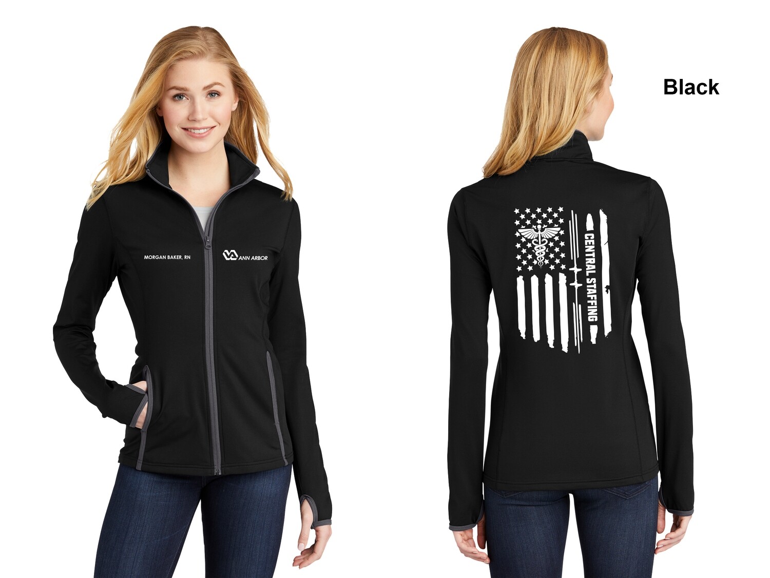 Women's Performance Contrast Full-Zip Jacket - Black/Red/Dk Grey/Royal/Navy