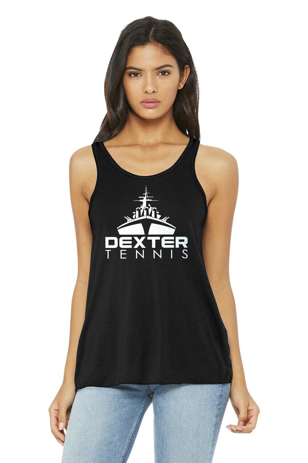 Women’s Flowy Racerback Tank - Black, White, Black Marble