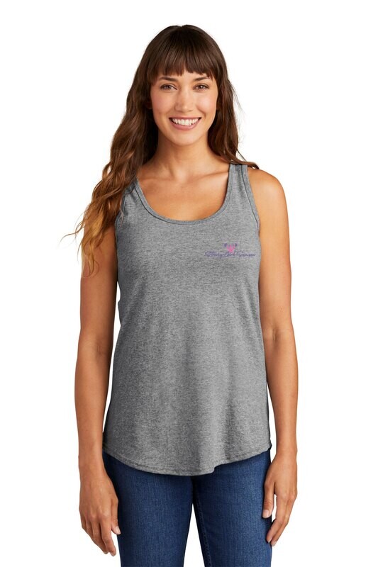Ladie's Core Cotton Tank Top - Heather Grey/Neon Yellow