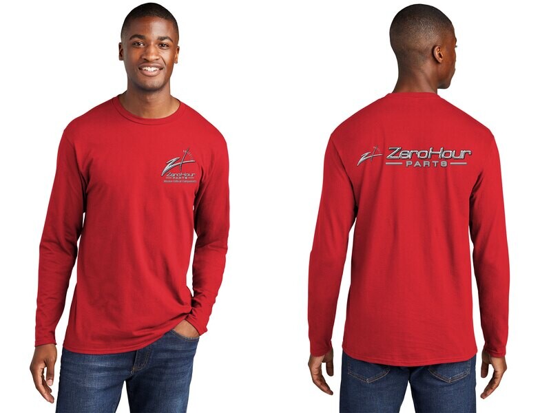 Unisex Long Sleeve Cotton Tee - Red/Black/White/Sport Grey