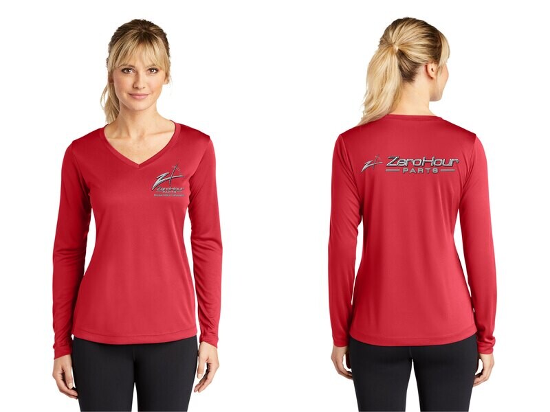 Women's Long Sleeve Performance Tee - Red/Black/White/Grey Concrete Heather