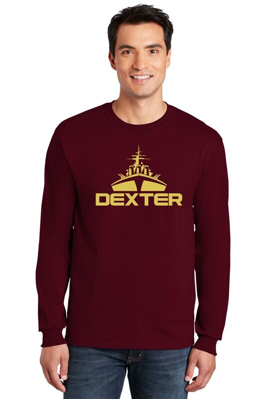 Long Sleeve Cotton Tee-Black/ Maroon