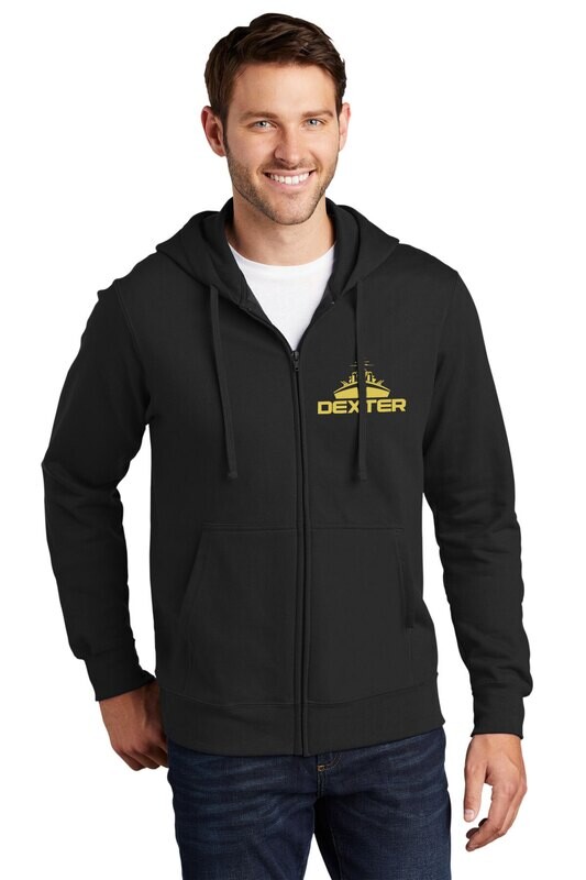 Fleece Full-Zip Hooded Sweatshirt- Black/ Grey