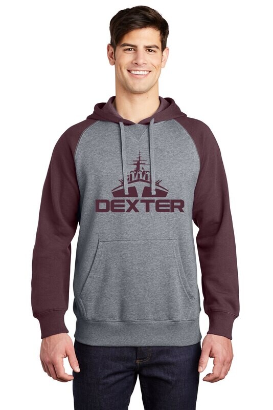 Colorblock Hooded Sweatshirt- Black/ Maroon