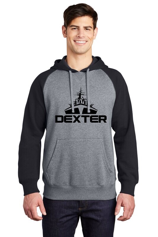 Colorblock Hooded Sweatshirt- Black/ Maroon