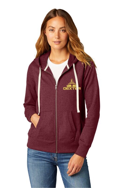Women's Fleece Full-Zip Hoodie-Maroon or Black or light heather grey