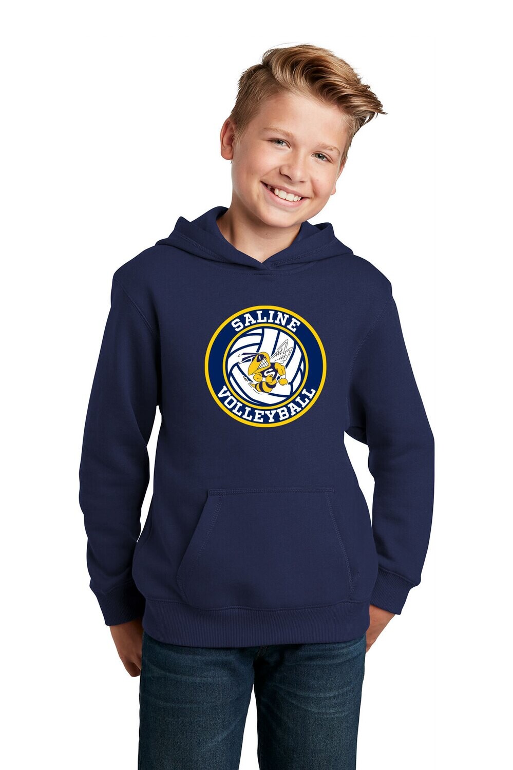 Youth Pullover Hooded Sweatshirt -Navy